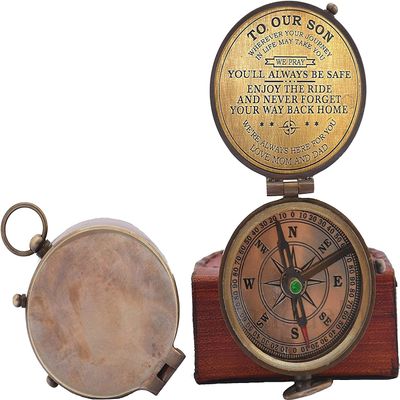 Mom to Son Compass to My Son Love Mom Mother to Son Gifts/Dad to Son - Graduation Day Gifts for Son - Son Birthday Gifts - Confirmation Gifts for Son (to Our Son)