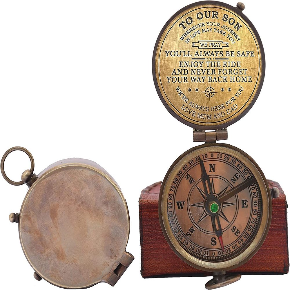 Mom to Son Compass  to My Son Love Mom  Mother to Son Gifts/Dad to Son - Graduation Day Gifts for Son - Son Birthday Gifts - Confirmation Gifts for Son (to Our Son)