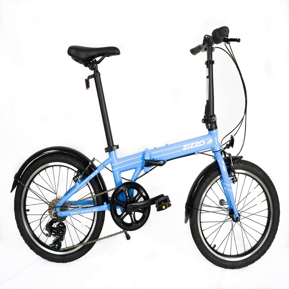 ZiZZO Via 20 Folding Bike-Lightweight Aluminum Frame Genuine Shimano 7-Speed 26lb (Light Blue)