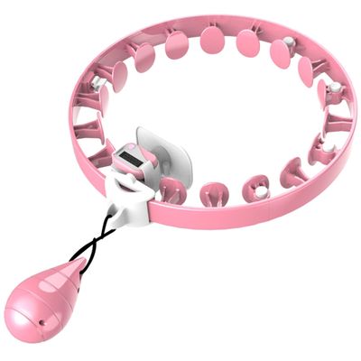 Intelligent Weighting Hula Hoop, Adjustable Magnetic Therapy 360-degree Surround Massage Exercise Gravity Ball Fitness Ring, Suitable for Adult Adolescents and Beginners/Pink/XL