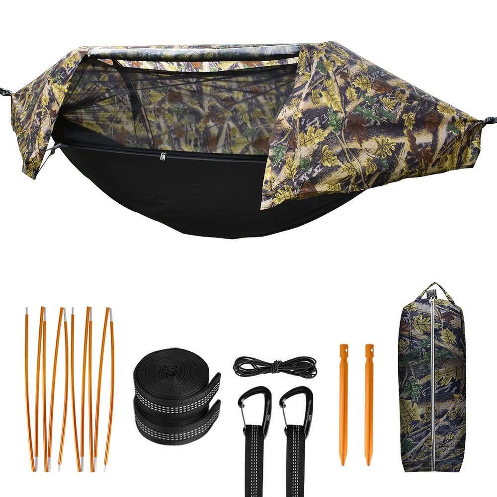 Camping Hammock with Mosquito Net and Rainfly Cover,Camping Hammock,Lightweight Portable Hammock,Waterproof Camping Hammock for Outdoor Backpacking Hiking Travel