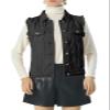 ebossy Women's Candy Color Slim Fit Sleeveless Distressed Denim Jean Vest Jacket (XX-Large, Z-Black) view 3