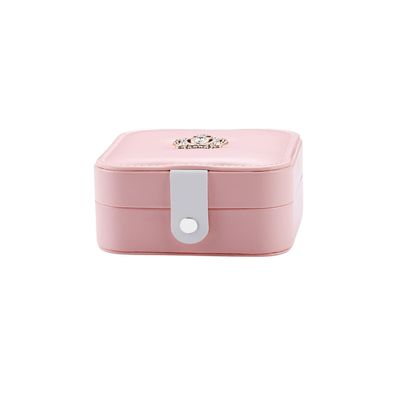 AGCFABS Jewelry Organizer Exquisite Button Leather Jewelry Box Ring Earring Necklace Holder Women Travel Portable Jewelry PU Box (Pink)