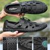 Asifn Men's Closed Toe Hiking Sandals Outdoor Adjustable Leather Fisherman Summer Beach Sandal Shoes 6.5 Black,9.45" Heel to Toe view 2