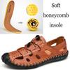 Asifn Men's Closed Toe Hiking Sandals Outdoor Adjustable Leather Fisherman Summer Beach Sandal Shoes 6.5 Black,9.45" Heel to Toe view 4