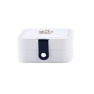 AGCFABS Jewelry Organizer Exquisite Button Leather Jewelry Box Ring Earring Necklace Holder Women Travel Portable Jewelry PU Box (White)