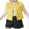 ebossy Women's Candy Color Slim Fit Sleeveless Distressed Denim Jean Vest Jacket (XX-Large, Yellow) view 2