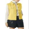 ebossy Women's Candy Color Slim Fit Sleeveless Distressed Denim Jean Vest Jacket (XX-Large, Yellow) view 3