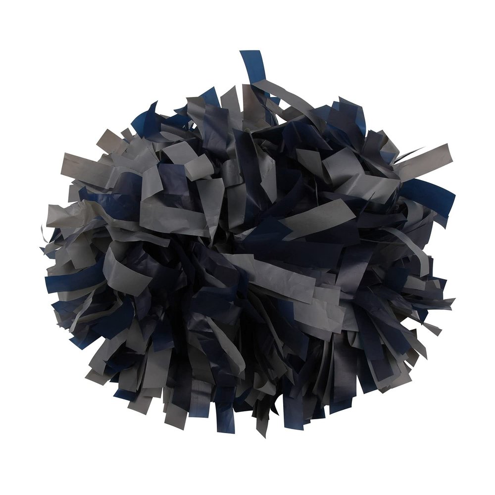 ICObuty Plastic Cheerleader Cheerleading Pom Poms 6 inch 1 Pair 2 Pieces (Grey-Navy Blue)