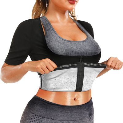 DYUAI Sauna Shirt for Women Sauna Suit for Women Waist Trainer Sauna Sweat Vest Workout Body Shaper Zipper(6005-07-XXL)