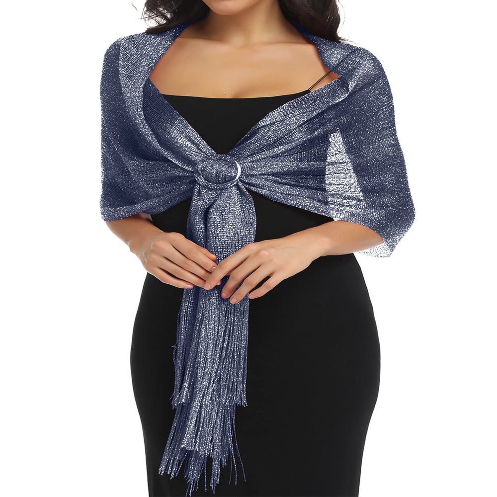 BANETTETA Shawls and Wraps for Evening Wear - Formal Dress Cover Ups for Weddings (Navy Blue)
