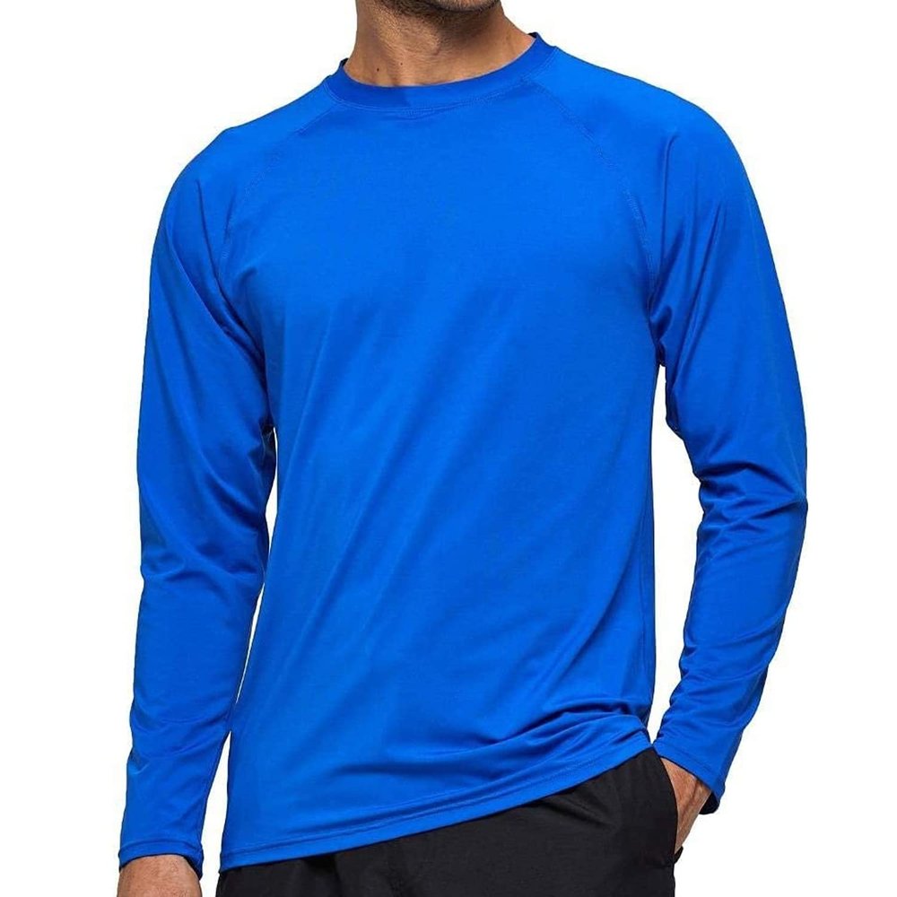 Arcweg Rashguard Men Long Sleeves Diving UV Protection UPF 50+ Elastic Rash Vest Loose Fit Top Swimming Quick Drying Surfing Pool T-Shirt Sports Top Rashie S (US) Blue