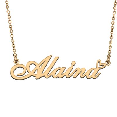 HUAN XUN Alaina Name Necklace Personalized for Women Stainless Steel Pendant Jewelry Gift for Mother Day Birthday Christmas