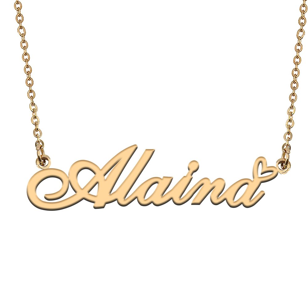 HUAN XUN Alaina Name Necklace Personalized for Women Stainless Steel Pendant Jewelry Gift for Mother Day Birthday Christmas