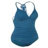 Firpearl Women's Halter One Piece Swimsuits Braid Macrame Ruched Tummy Control Swimwear Aquamarine Blue US12 view 4