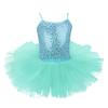 Freebily Little Big Girls Sequins Glittering Sleeveless Ballet Tutu Dress Modern Dance Camisole Gymnastic Leotard Turquoise 8-10 view 1