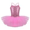 Freebily Little Big Girls Sequins Glittering Sleeveless Ballet Tutu Dress Modern Dance Camisole Gymnastic Leotard Pink 8-10 view 1