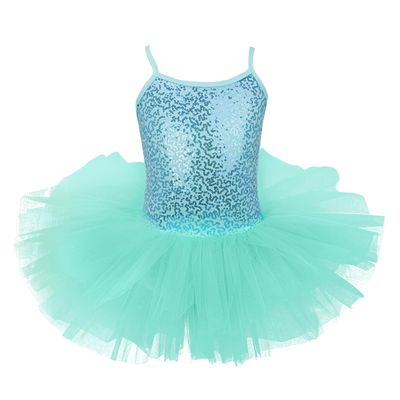 Freebily Little Big Girls Sequins Glittering Sleeveless Ballet Tutu Dress Modern Dance Camisole Gymnastic Leotard Turquoise 10-12