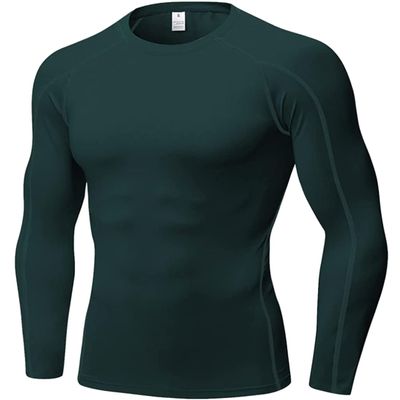 Men's Compression Shirts Long Sleeve, Base-Layer Quick Dry Workout T Shirts Sports Running Tops for Gym Dark Green