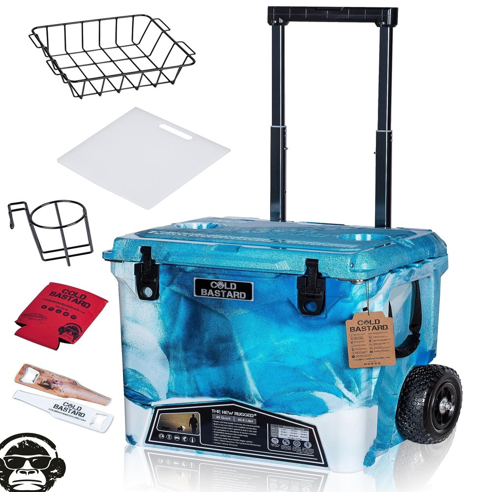 45QTW Cold Bastard Rugged+ CAMO Ocean Large Wheels Best Premium Ice Chest Cooler Accessories Free S&H