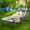 NAIZEA Folding Camping Cot W/Mat for Adults, Adjustable Lounge Chair Outdoor, Heavy Duty Sleeping Cot Bed, Travel Camp Cots for Pool, Beach, Patio Sunbathing view 2