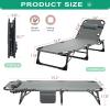 NAIZEA Folding Camping Cot W/Mat for Adults, Adjustable Lounge Chair Outdoor, Heavy Duty Sleeping Cot Bed, Travel Camp Cots for Pool, Beach, Patio Sunbathing view 4
