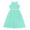 ranrann Kids Girls Sleeveless Floral Lace Shiny Rhinestone Maxi Dress Birthday Party Formal Dance Romper Gown Mint Green 5-6 view 4