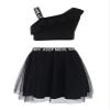 Hansber Kids Girls 2 Pcs Golf Tennis Athletic Skirts Sweatsuit Srappy Crop Tanks Top with Ruffles Tutu Dress Black 1-2 Years view 2