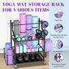Mythinglogic Yoga Mat Storage Racks for Home, Gym Rack for Dumbbells Kettlebells Foam Roller, Yoga Strap and Resistance Bands, Workout Equipment Organizer With Hooks and Wheels view 3