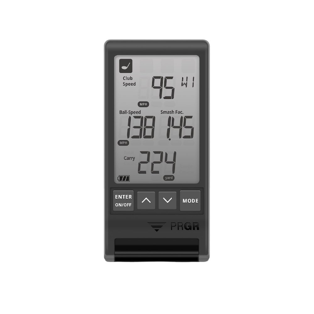 PRGR HS 130-A Portable Golf Launch Monitor | Doppler Radar Measures Club & Ball Speed, Smash Factor, Total & Carry Distance | Tracks Swing Speed Training Aids