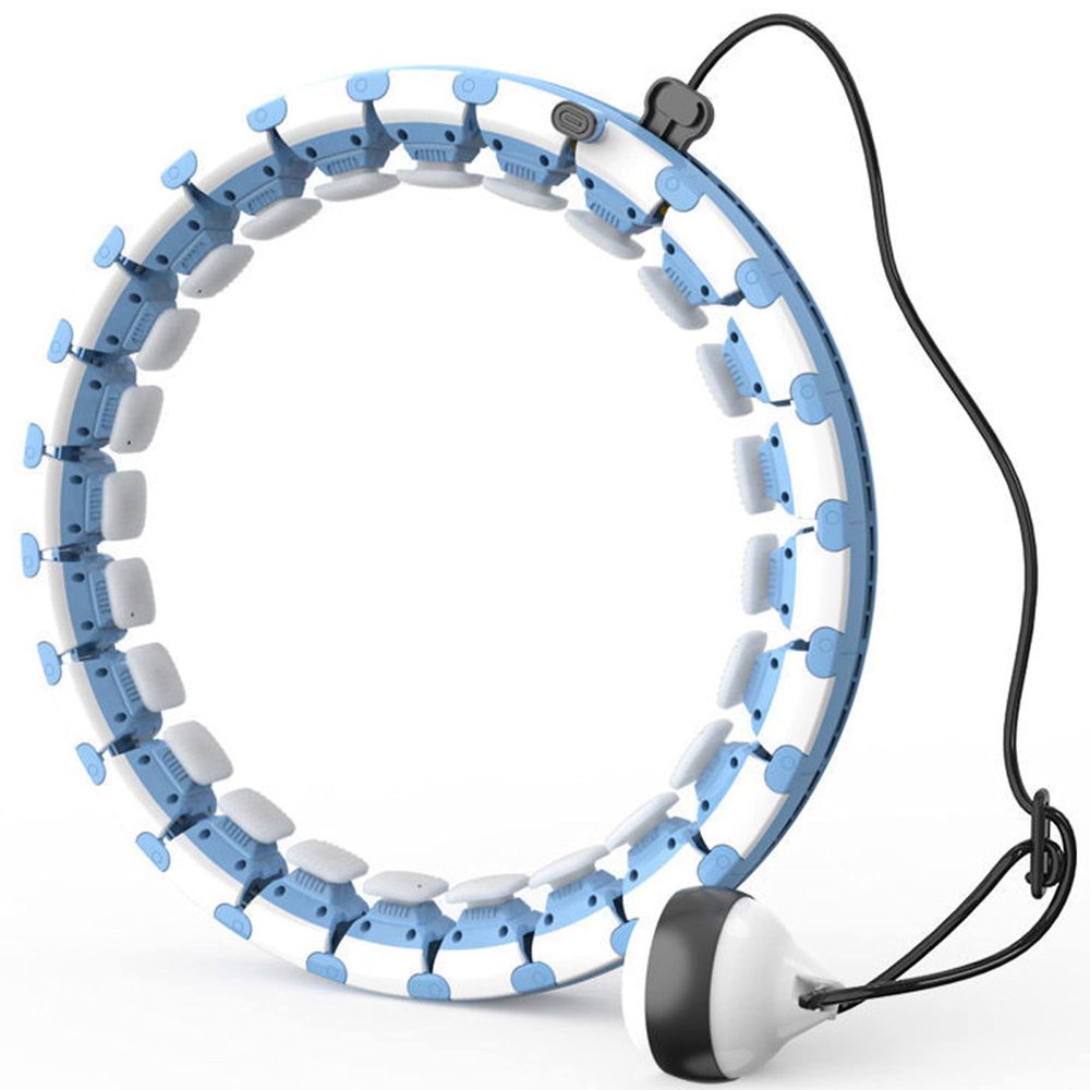 Smart Fitness Hula Hoop, with 360-degree Automatic Rotating Ball to Increase The Weight and Detachable Adjustable Fitness Ring, Suitable for Beginners, Children and Adults/Blue/L