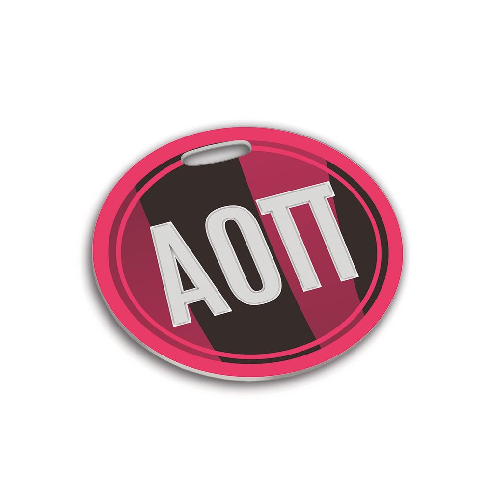 Alpha Omicron Pi Travel Luggage ID Bag Tag for Suitcases/Round Plastic Label (Alpha Omicron Pi 2)