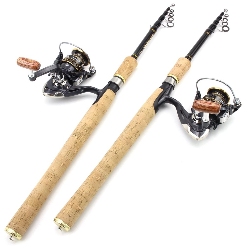 29cm Wooden Handle Lure Rod and 13BB Reel Set, Fishing Rod Reel Combo, Long-Distance Throwing Bait Rod, Spinning Rod Spinning Reel Combination, Bass Fishing 1.8m-2.7m ZYHYD
