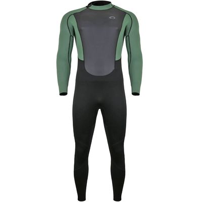 Typhoon Mens Storm3 3/2mm Back Zip Wetsuit - Black Green - Easy Stretch - Flatlock Seam Construction