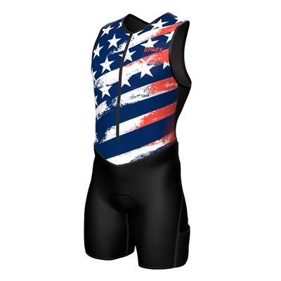 Sparx Men's Premium Triathlon Suit  Padded, Quick-Dry, Compression Fit, Lightweight Tri Suit for Swim, Bike, Run Race & Training (3XL, US_Flag)