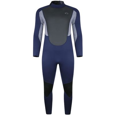 Typhoon Mens Storm 3 3/2mm Back Zip Wetsuit - Navy Grey Marl - Easy Stretch - Flatlock Seam Construction