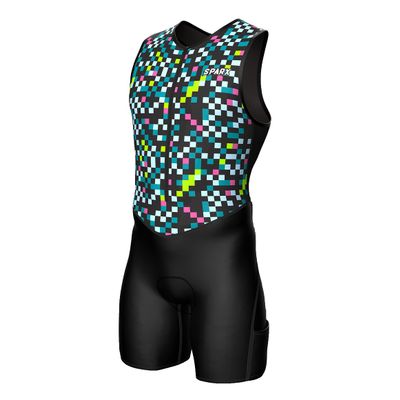 Sparx Men's Premium Triathlon Suit Padded, Quick-Dry, Compression Fit, Lightweight Tri Suit for Swim, Bike, Run Race & Training (3XL, ColoredCubes)