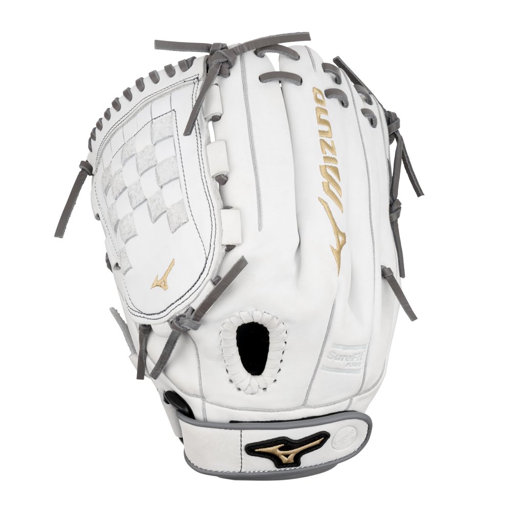 Mizuno GMVP1200PF4W MVP Prime Fastpitch Softball Glove 12", Tartan Web, Left Hand Throw, WHITE-GREY
