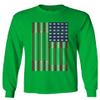 0141. Gym Workout Fitness Bars America Patriotic Flags Training Graphic Men's Long Sleeve t Shirt (Irish Green X-Large) view 1