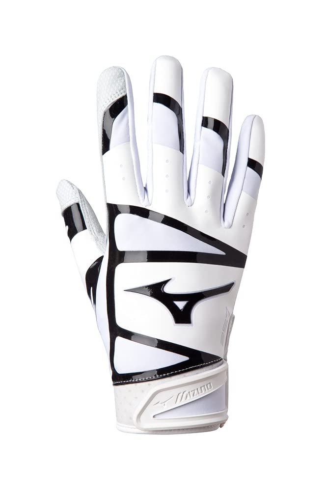 Mizuno F-257 Women's Softball Batting Glove, White-Black, Large