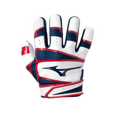 Mizuno B-303 Adult Baseball Batting Glove, Navy-Red, Medium