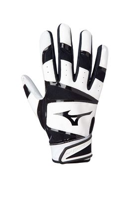 Mizuno B-303 Youth Baseball Batting Glove, White-Black, X-Large
