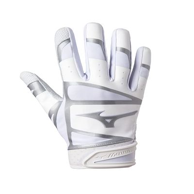 Mizuno F-257 Women's Softball Batting Glove, White-Silver, X-Small
