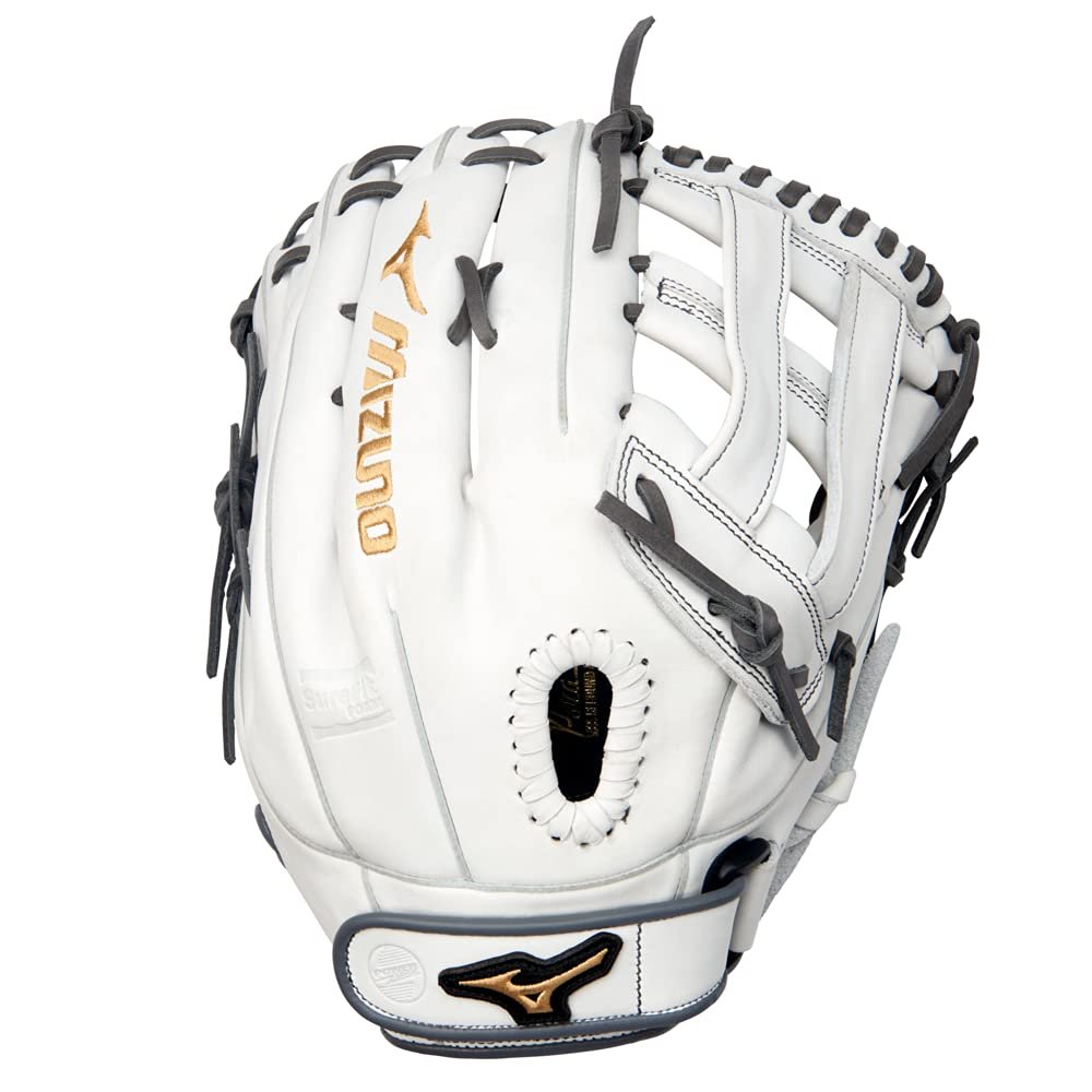 Mizuno GMVP1300PF4W MVP Prime Fastpitch Softball Glove 13", H Web, Right Hand Throw, WHITE-GREY