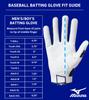 Mizuno B-303 Youth Baseball Batting Glove, White-Black, Large view 3