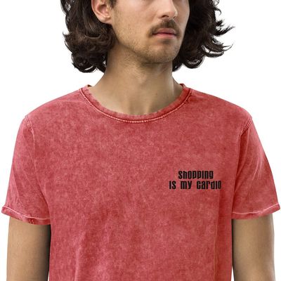 Wingate AG Shopping is My Cardio Lettering Quote Black Text Sarcasm Denim T-Shirt