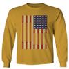 0141. Gym Workout Fitness Bars America Patriotic Flags Training Graphic Men's Long Sleeve t Shirt (Gold X-Large) view 1