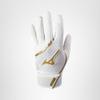 Mizuno MVP Youth Baseball Batting Glove, White-Gold, Small view 4