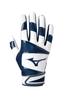 Mizuno B-303 Adult Baseball Batting Glove, White-Navy, Small view 1