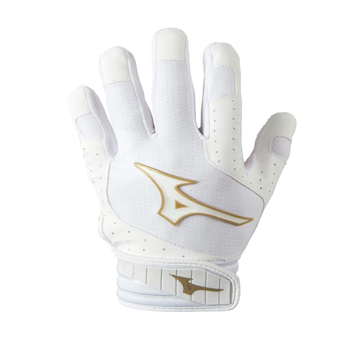 Mizuno Finch Women's Softball Padded Batting Glove, White-Gold, X-Large